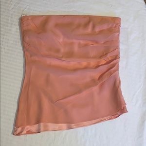 Eva Fortune, peachy pink strapless blouse